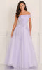 Colette by Daphne LC9050 - Floral Applique Off Shoulder Prom Dress In Purple