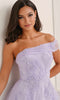 Colette by Daphne LC9050 - Floral Applique Off Shoulder Prom Dress In Purple