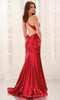 Colette by Daphne LC9052 - Crisscross Back Liquid Lame Prom Dress In Red