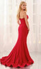 Colette by Daphne LC9056 - Sweetheart Neckline High Slit Fitted Dress In Red