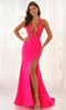 Colette by Daphne LC9078 - Plunging Halter Lace Applique Prom Dress