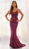 Colette by Daphne LC9080 - Ruched Bodice V-Neckline Prom Dress In Plum