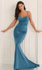 Colette by Daphne LC9080 - Ruched Bodice V-Neckline Prom Dress In Blue