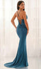 Colette by Daphne LC9080 - Ruched Bodice V-Neckline Prom Dress In Blue