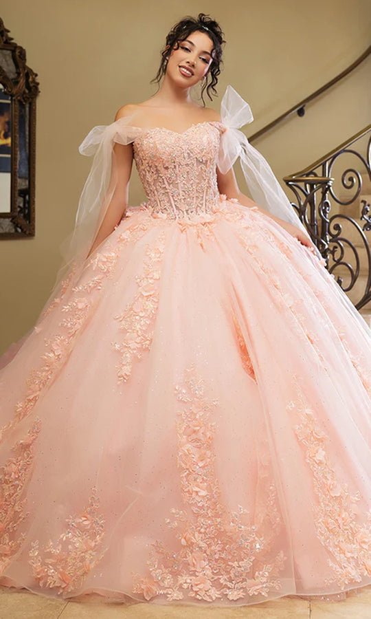 May Queen LK280 - Tied Off Shoulder Sparkle Ballgown