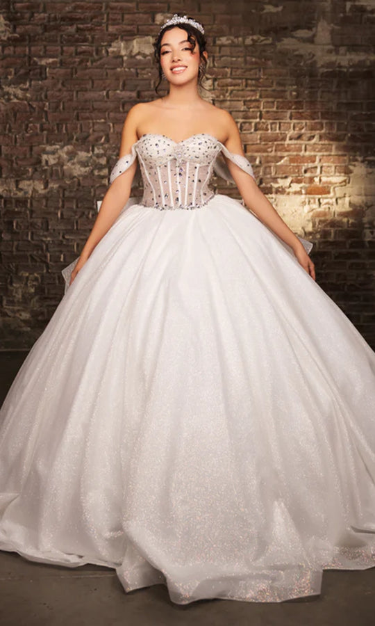 May Queen LK281 - Beaded Corset Bodice Sweetheart Ballgown
