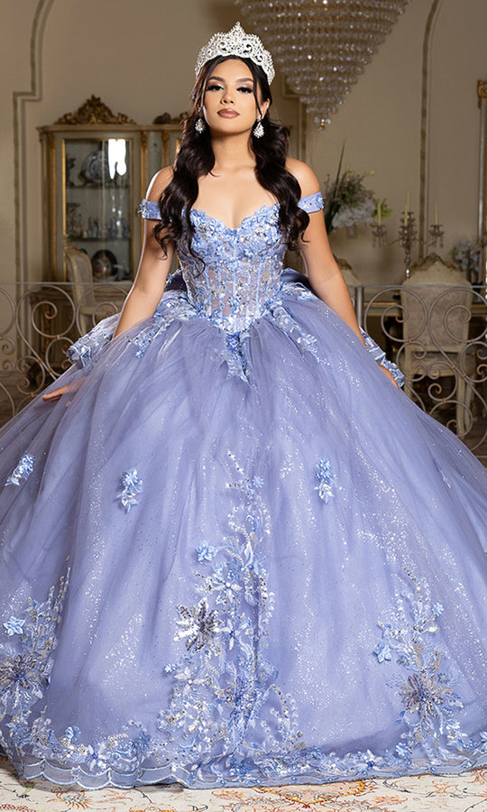May Queen LK286 - Floral Accent Sweetheart Ballgown with Bow