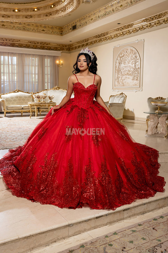 May Queen LK287 - Sweetheart Beaded Corset Quince Ballgown
