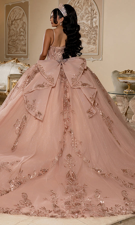 May Queen LK294 - Oversized Back Bow Beaded Ballgown