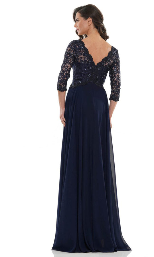 Marsoni by Colors M225-1 - Scalloped V-Neckline Chiffon Formal Gown
