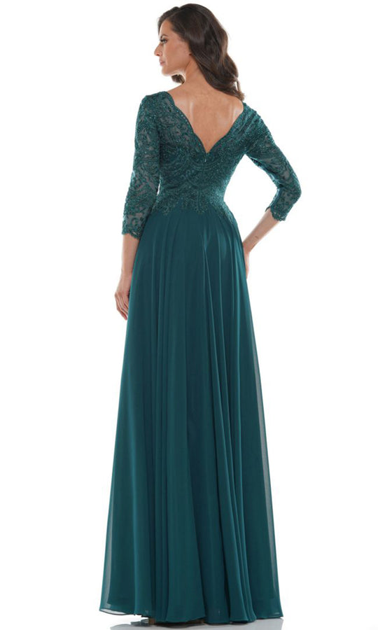 Marsoni by Colors M238SL-1 - Three Quarter Sleeve Lace Bodice Gown