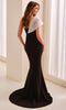 Montage by Mon Cheri M3211 - Pleated Shoulder Accent Long Formal Dress In Black and White