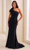 Montage by Mon Cheri M3211 - Pleated Shoulder Accent Long Formal Dress In Blue