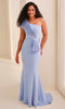 Montage by Mon Cheri M3211 - Pleated Shoulder Accent Long Formal Dress In Blue