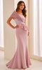 Montage by Mon Cheri M3211 - Pleated Shoulder Accent Long Formal Dress In Pink