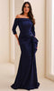 Montage by Mon Cheri M3212 - Button Back Off Shoulder Evening Dress In Blue