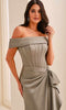 Montage by Mon Cheri M3212 - Button Back Off Shoulder Evening Dress In Green