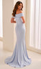 Montage by Mon Cheri M3213 - Beaded Accent Off Shoulder Crepe Dress In Blue