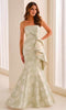 Montage by Mon Cheri M3214 - Strapless Neckline Floral Brocade Dress In Green