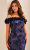 Montage by Mon Cheri M3215 - Off Shoulder 3D Floral Evening Dress In Blue and Neutral