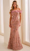 Montage by Mon Cheri M3215 - Off Shoulder 3D Floral Evening Dress In Pink and Neutral