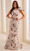 Montage by Mon Cheri M3216 - Metallic Jacquard Mermaid Dress with Bow In Pink