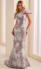 Montage by Mon Cheri M3216 - Metallic Jacquard Mermaid Dress with Bow In Silver