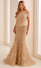 Montage by Mon Cheri M3218 - Embroidered Mermaid Dress with Peplum In Neutral