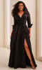 Montage by Mon Cheri M3220 - Collared A-Line Formal Dress with Slit In Black