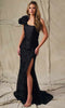 Montage by Mon Cheri M3223 - Beaded Applique Peplum Sheath Dress In Black