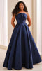 Montage by Mon Cheri M3226 - Strapless Button Back Evening Dress In Blue