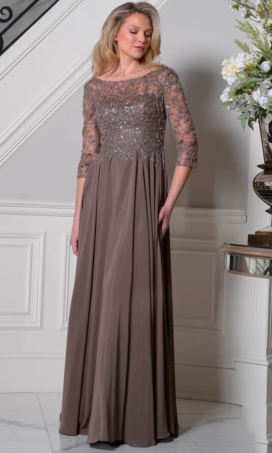 Marsoni by Colors M340SL - Three-Quarter Sleeve Lace Applique Dress