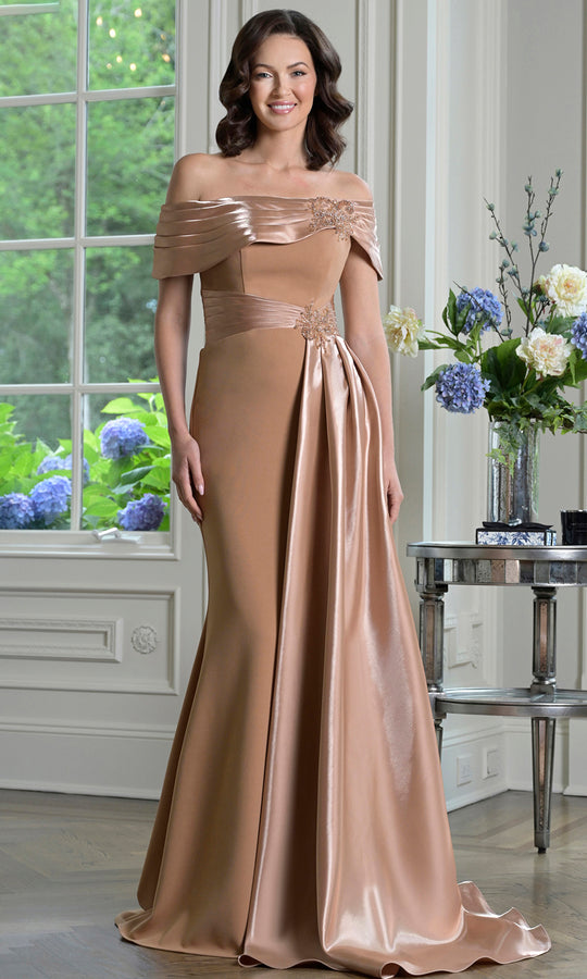 Marsoni by Colors M347 - Off Shoulder Crepe Pleated Gown
