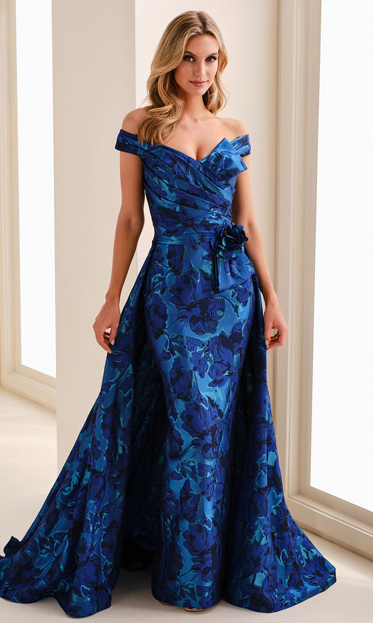 Montage M4201 - Off Shoulder Detachable Overskirt Formal Gown