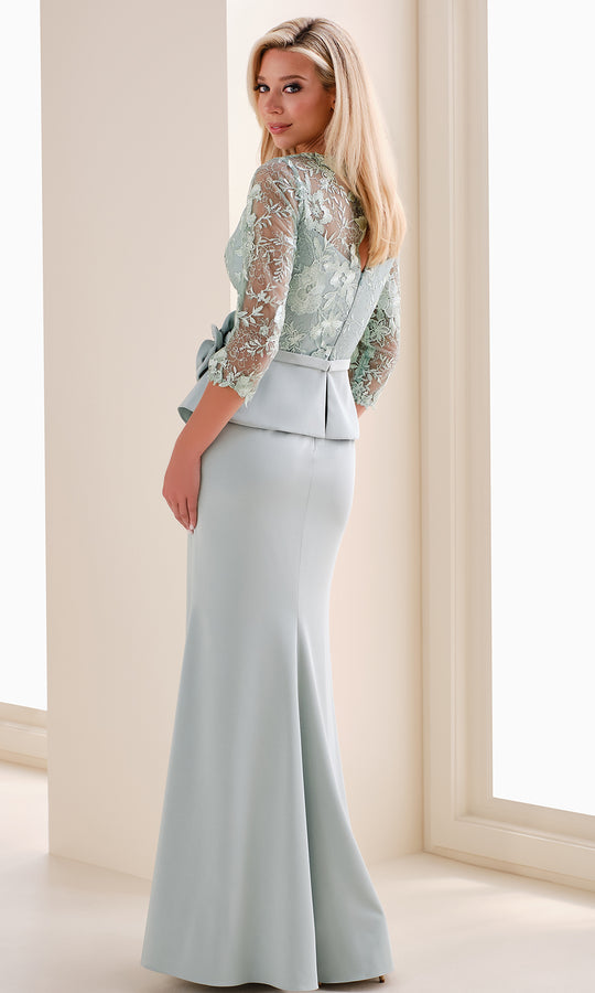 Montage M4209 - V-Neck Embroidered Gown with Three-Quarter Sleeves