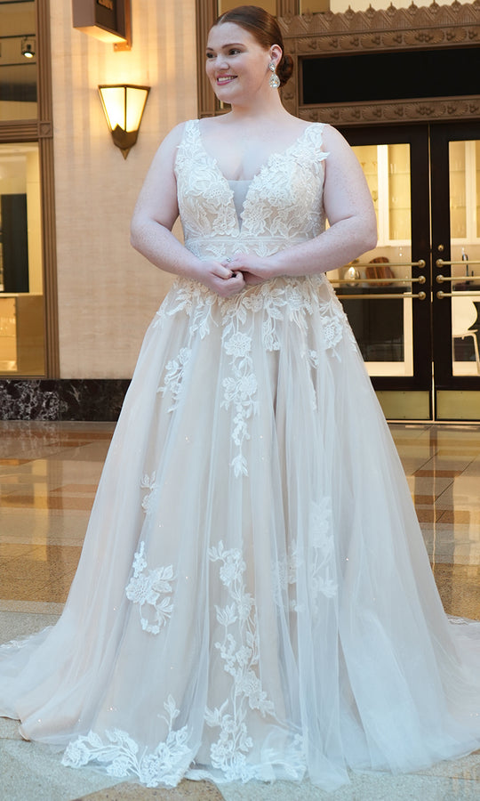 Sydney's Closet Bridal MB2624 - Lace Floral Applique Bridal Gown