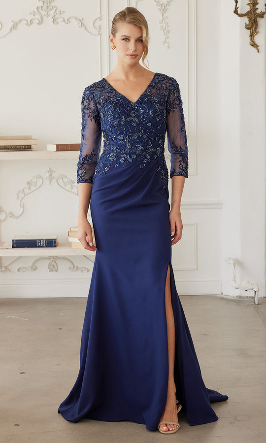 Nox Anabel MH163 - Lace V Neck Evening Gown