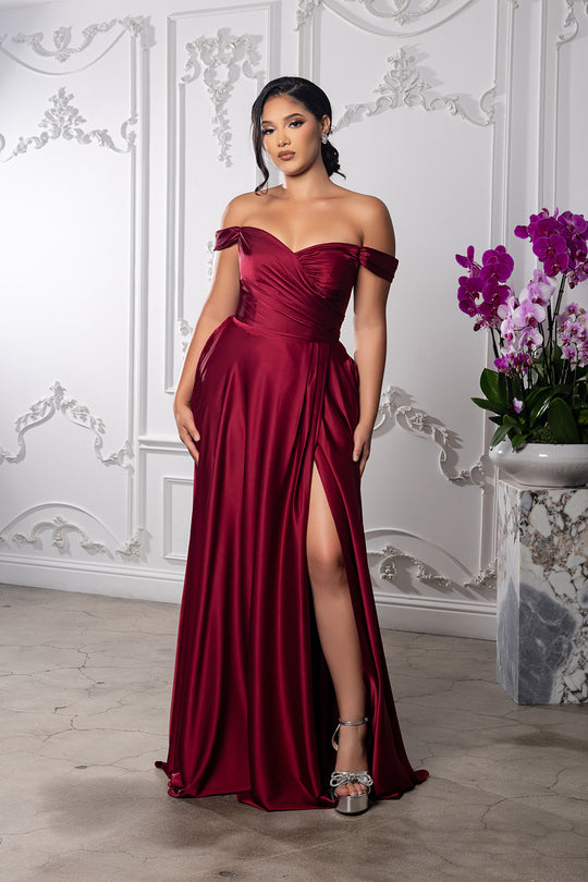 May Queen MQ2187 - Off Shoulder A-Line Gown with Pockets