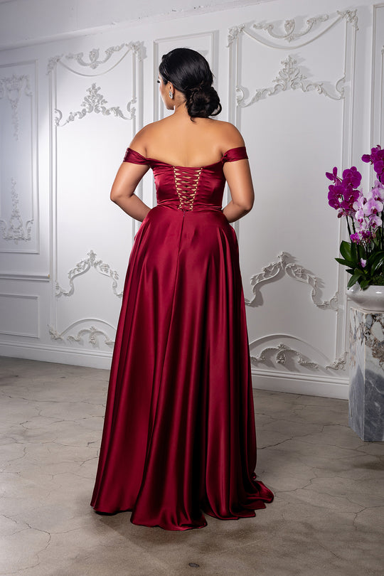 May Queen MQ2187 - Off Shoulder A-Line Gown with Pockets