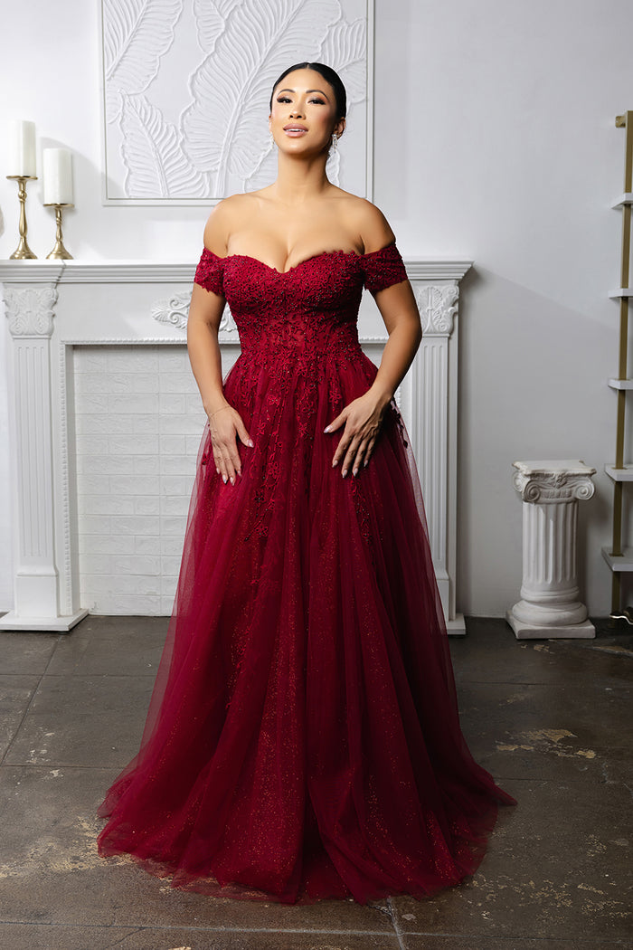 red floral a line dress Strapless Floral A Line Midi Dress Red