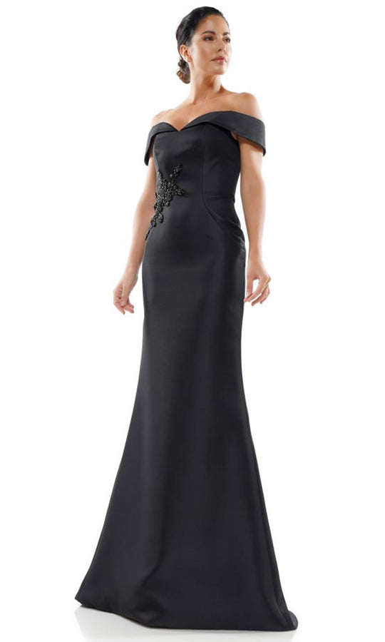 Marsoni by Colors MV1003-1 - Off Shoulder Beaded Waist Gown