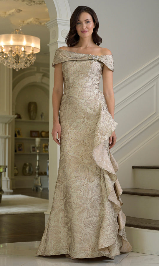 Marsoni by Colors MV1381 - Off Shoulder Gown with Ruffle Detail