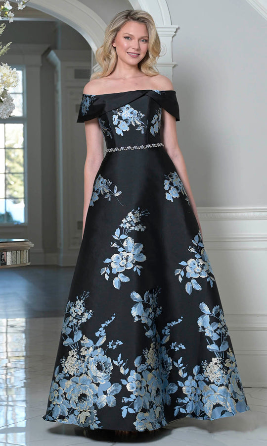 Marsoni by Colors MV1402 - Jacquard Off Shoulder A-Line Dress