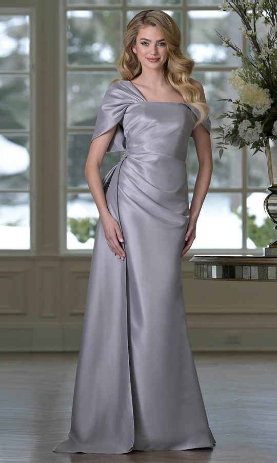 Marsoni by Colors MV1405 - Asymmetric Neck Draped Formal Dress