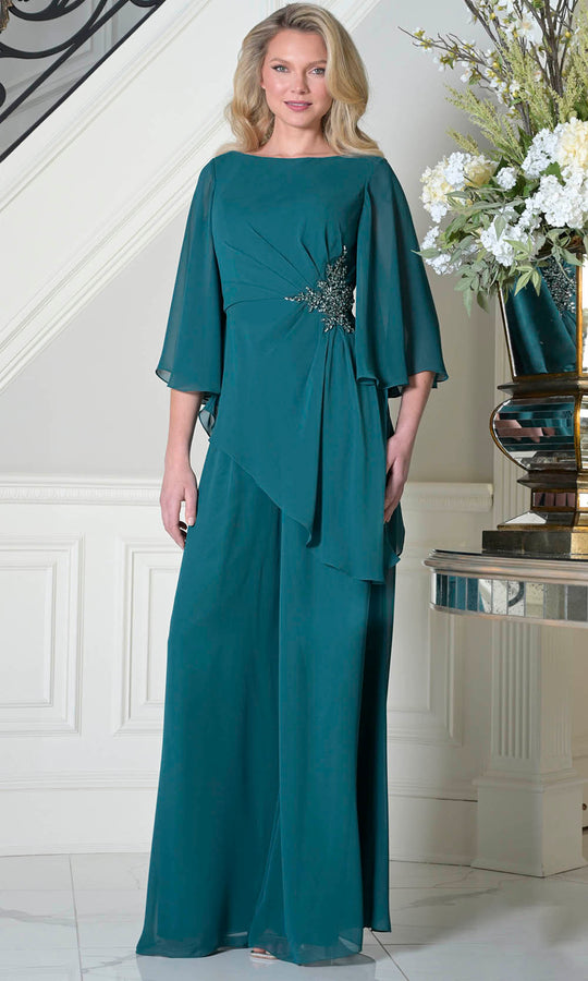Marsoni by Colors MV1411 - Bateau Neck Beaded Accent Pantsuit