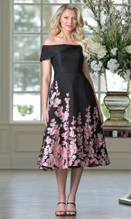 Marsoni by Colors MV1414 - Floral Skirt Off Shoulder Formal Dress