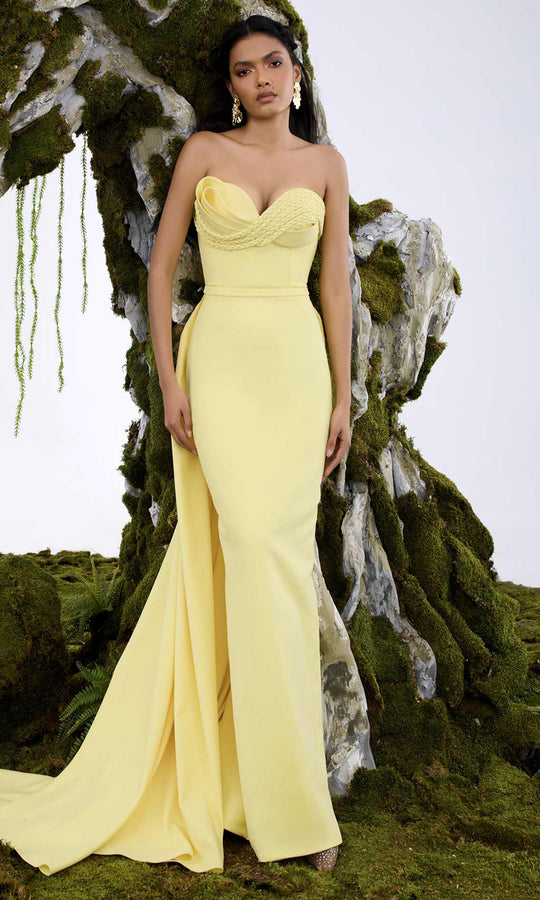 MNM COUTURE N0687 - Sweetheart Neck Overskirt Gown with Braided Detail