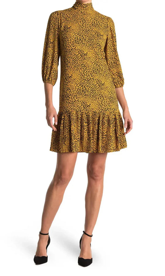 Nanette Nanette Lepore NM1F17171 - Ruffle Hem High Neck Print Dress