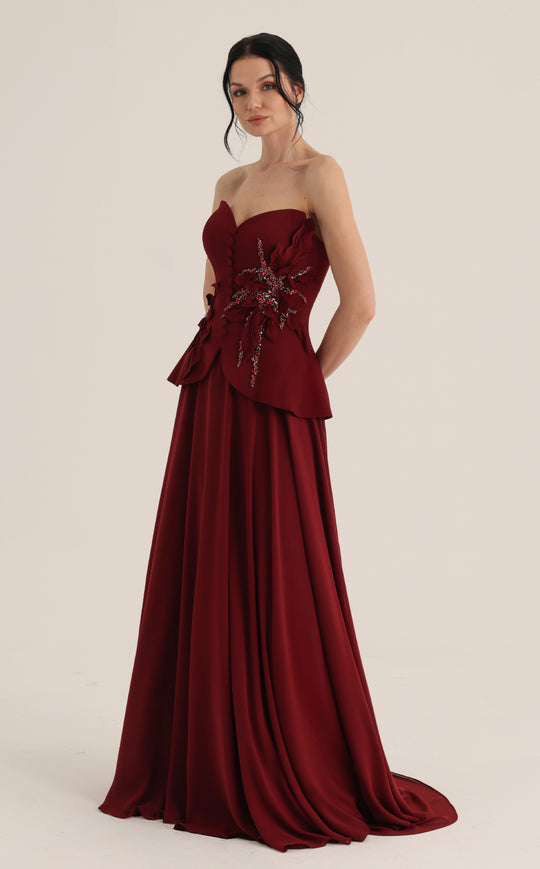 MNM COUTURE O07815 - Sweetheart Structured Peplum A-Line Evening Gown