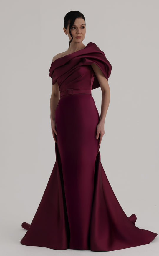 MNM COUTURE O07841 - Asymmetric Draped Bodice Mermaid Evening Gown
